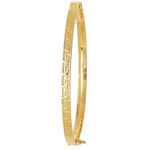 9CT YEL GOLD LADIES' GREEK KEY 4MM BANGLE