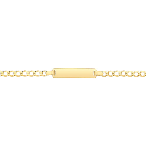 9CT YEL GOLD CURB BABIES 6"" ID BRACELET