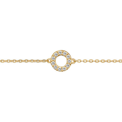 9CT GOLD LADIES' 7.25 IN CZ OPEN CIRCLE BRACELET