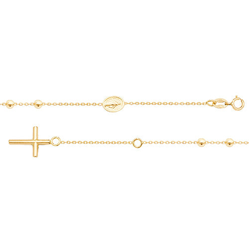 9CT YEL GOLD LADIES' 7.5 INCHES ROSARY BRCLT