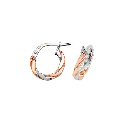 9CT ROSE/WHT GOLD 08MM HOOP EARRINGS