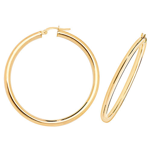 9CT YEL GOLD 35MM HOOP EARRINGS