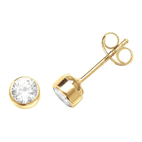 9CT YEL GOLD RND CZ STUD EARRINGS