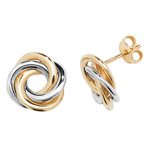 9CT YEL/WHT GOLD INTERLOCKING STUD EARRINGS