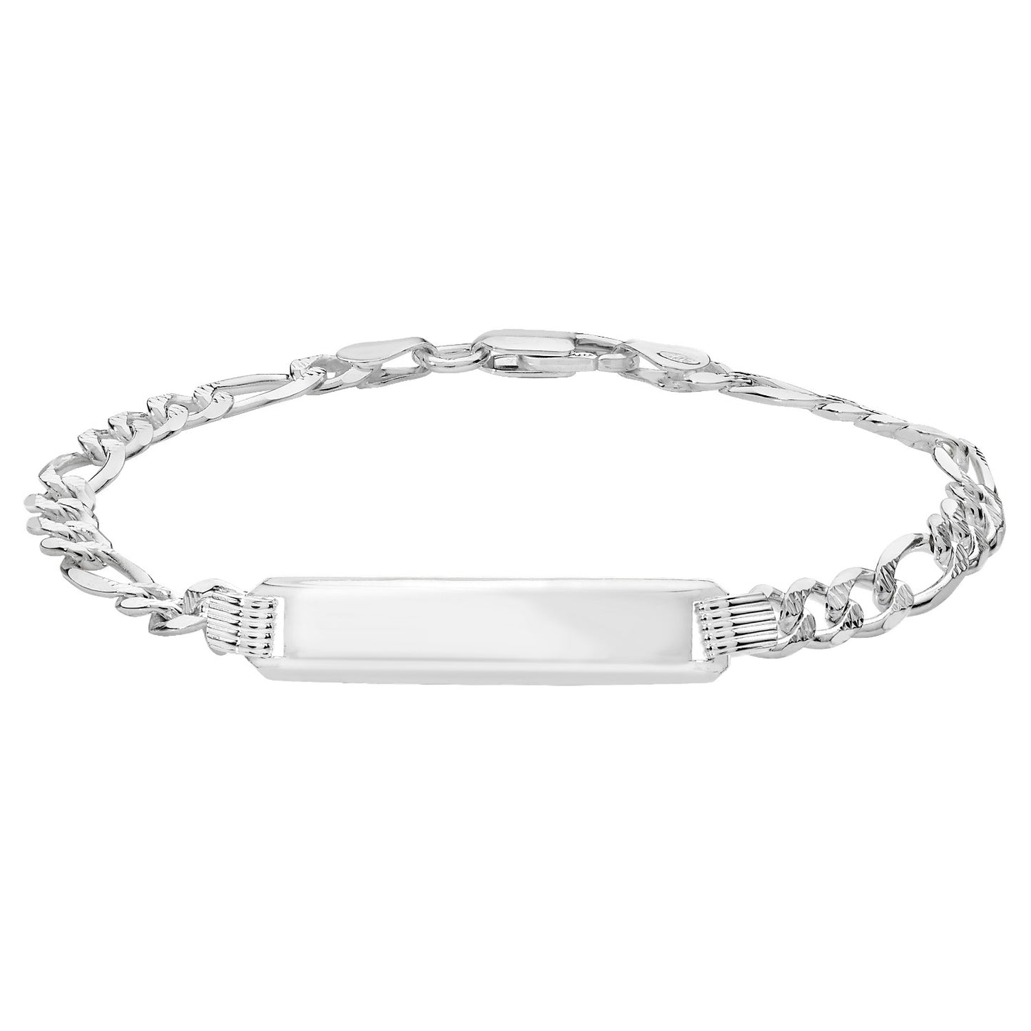 SILVER FIGARO PAVE ID BRACELET
