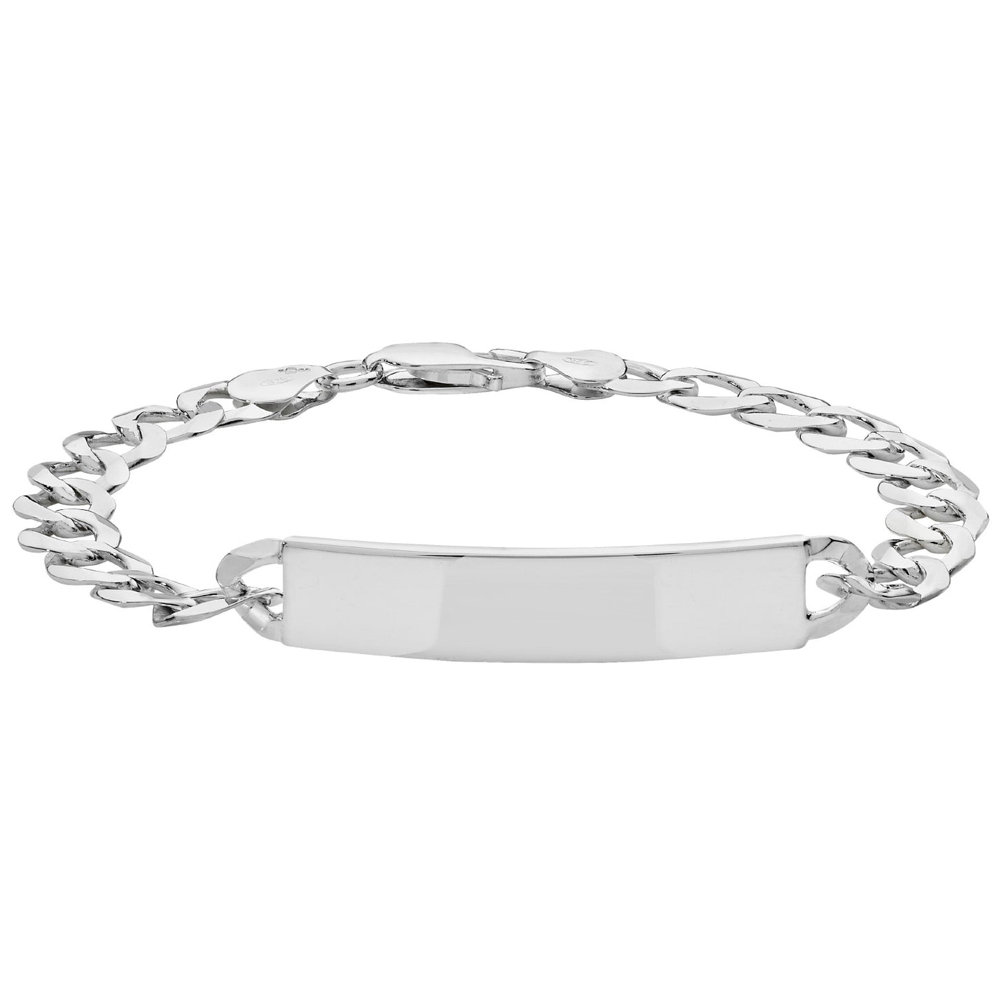 SILVER MENS' FLAT OPEN CURB ID BRACELET