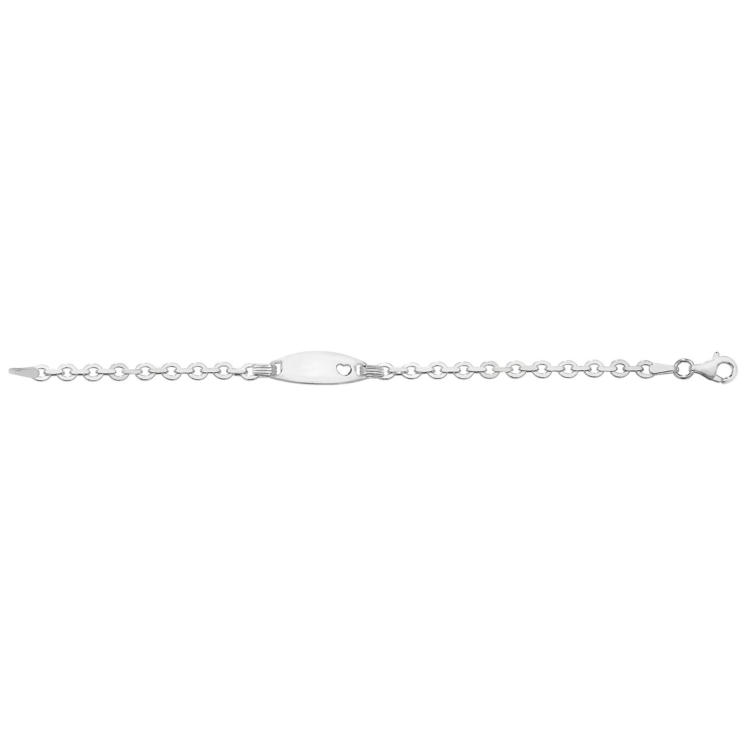 SILVER BABIES' TRACE CUT OUT HEART OVAL ID BRACELET
