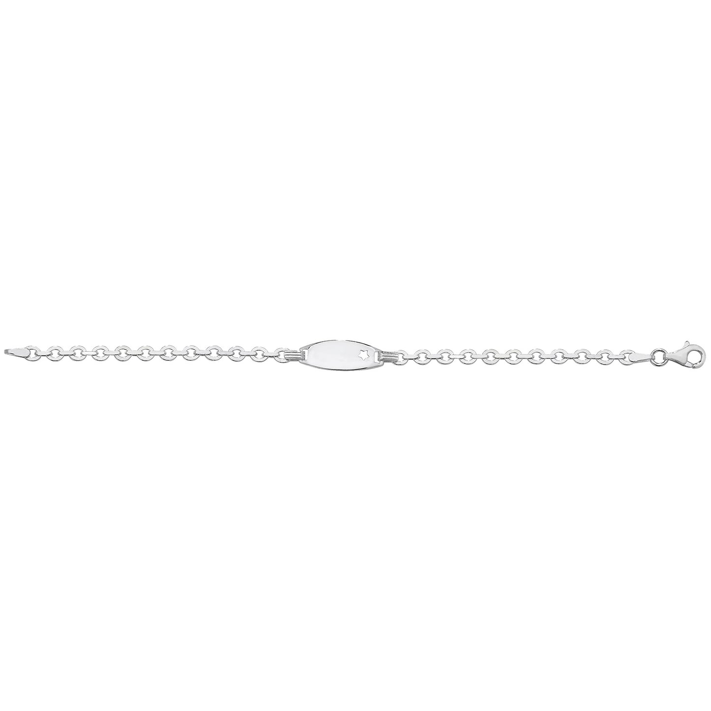 SILVER BABIES' TRACE CUT OUT STAR OVAL ID BRACELET