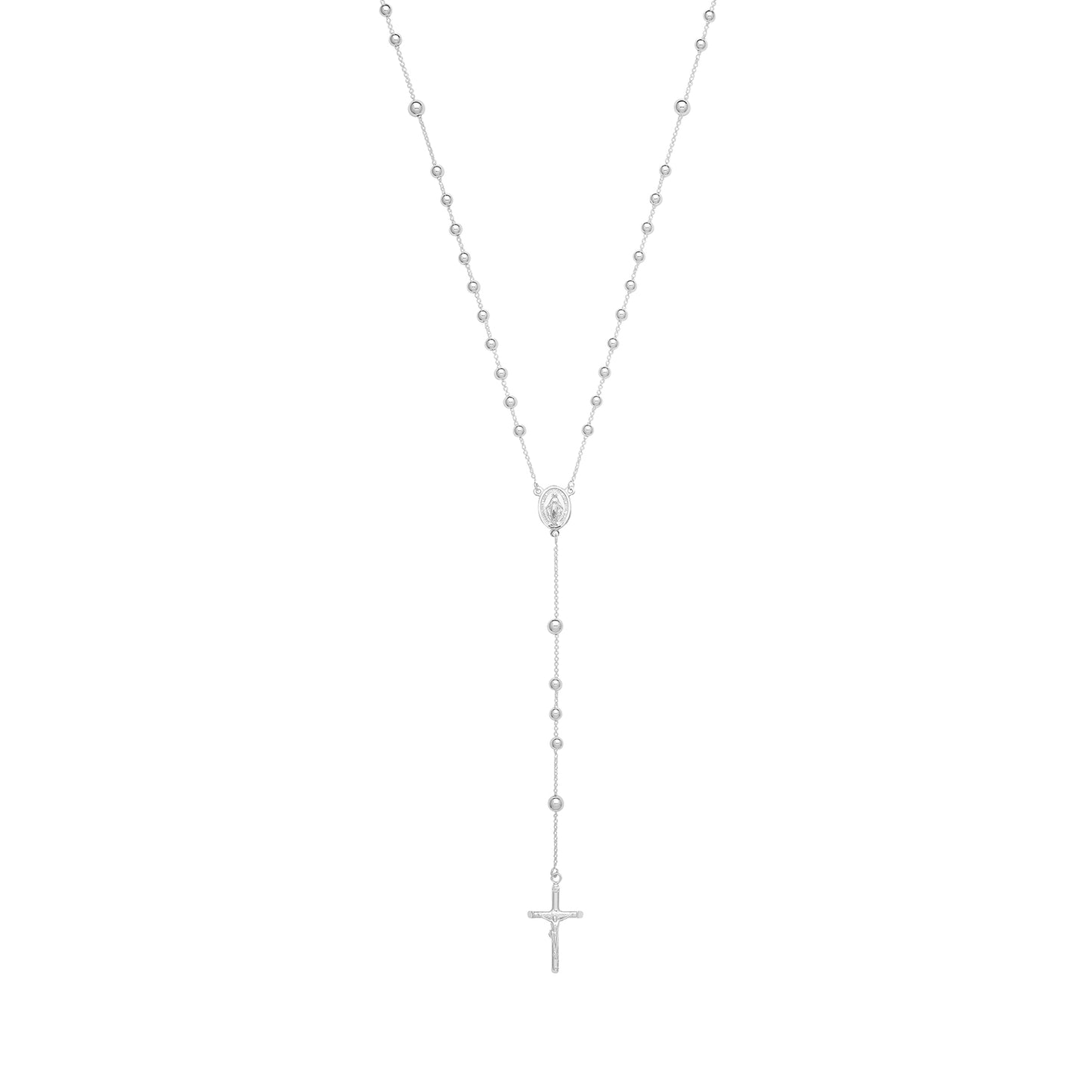 SILVER ROSARY BEAD NECKLET