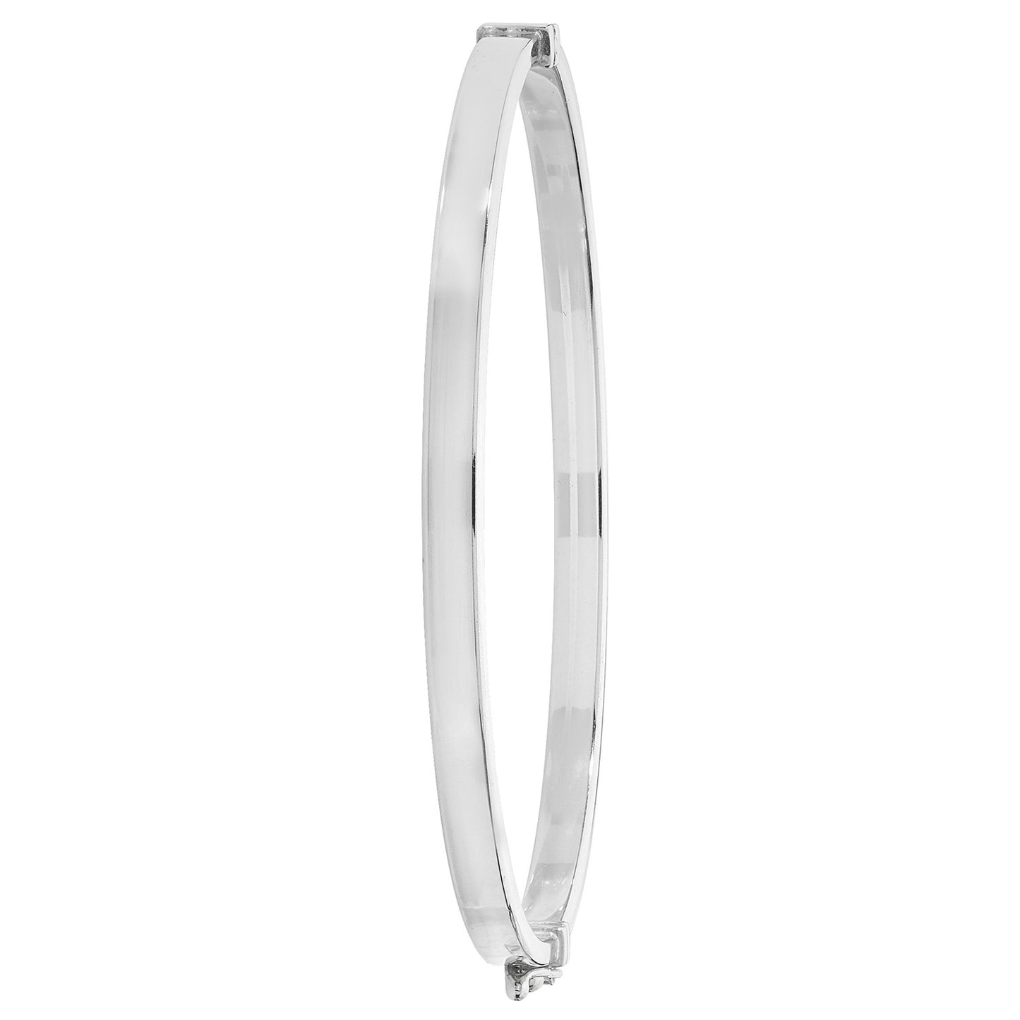 SILVER LADIES' OVAL PLAIN HINGED BANGLE