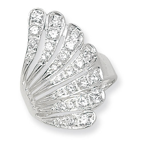 SILVER LADIES' CZ FAN RING