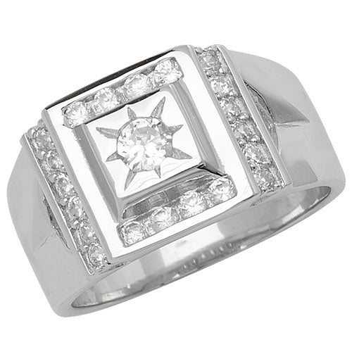 SILVER MEN'S CZ RING
