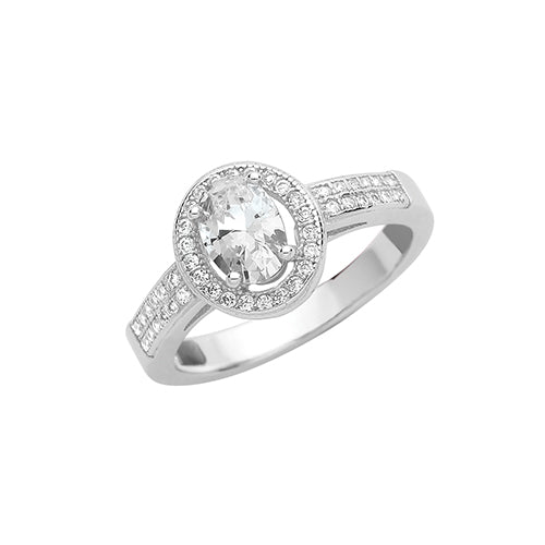 SILVER LADIES' CZ RING
