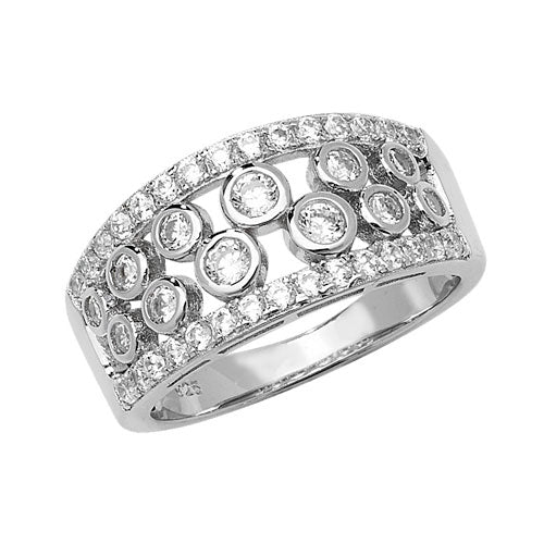 SILVER LADIES CZ RING