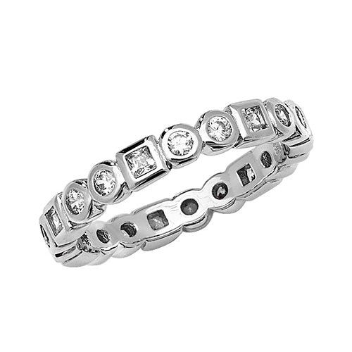 SILVER LADIES CZ RING
