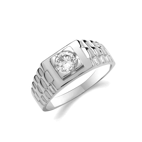 SILVER MENS CZ RING