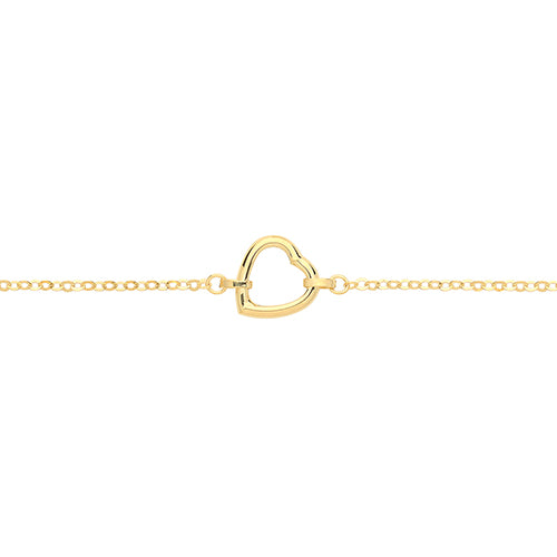 9CT YEL GOLD HEART CENTRE BRACELET