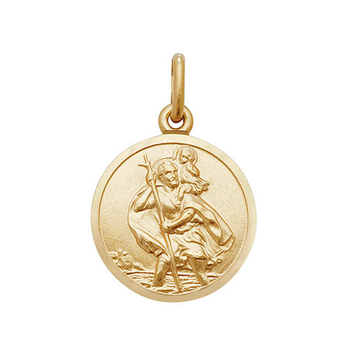 9CT YEL GOLD RND ST CHRISTOPHER PENDANT