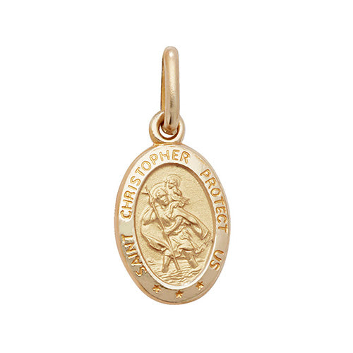 9CT YEL GOLD OVL ST CHRISTOPHER PENDANT