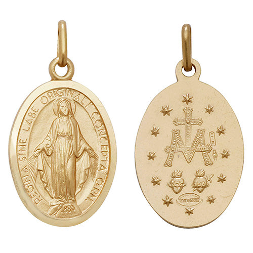 9CT YEL/WHT GOLD MADONA OVAL PENDANT