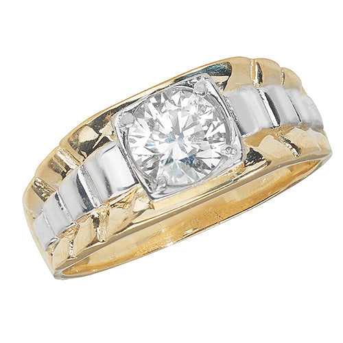 9CT YEL GOLD MEN'S CZ RING