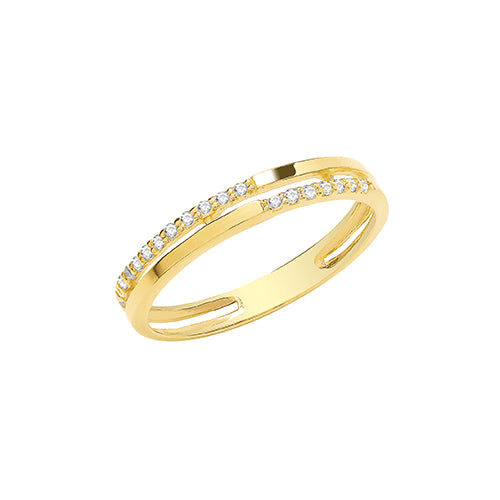 9CT YEL GOLD CZ DOUBLE BAND RING