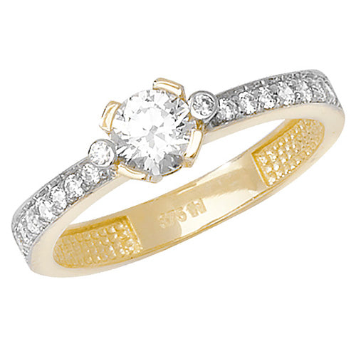 9CT YEL GOLD LADIES' CZ RING
