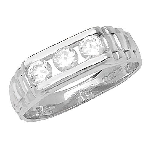 9CT WHT GOLD BABIES' 3 STONE CZ RING