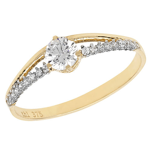 9CT YEL GOLD LADIES' CZ RING