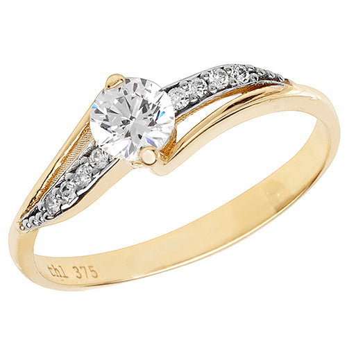 9CT YEL GOLD LADIES' CZ RING