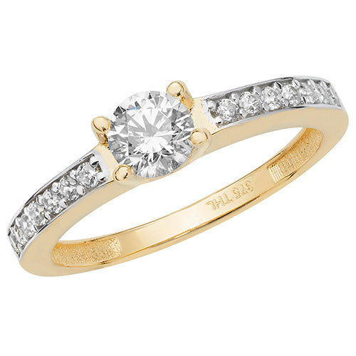 9CT YEL GOLD LADIES' CZ RING