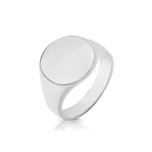 SILVER 15MM MEDIUM WEIGHT ROUND SIGNET RING