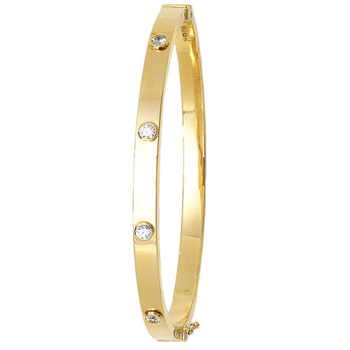 9CT YEL GOLD LADIES' CZ SET 6MM BANGLE