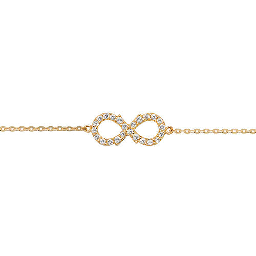 9CT GOLD LADIES' 7.25 IN CZ INFINITY BRACELET