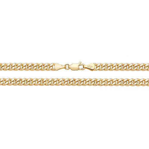 9CT YEL GOLD SEMI SOLID CUBAN CURB CHAIN