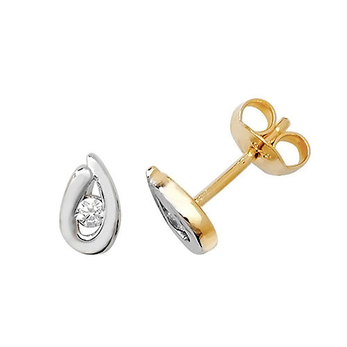 9CT YEL GOLD CZ TEARDROP STUD EARRINGS