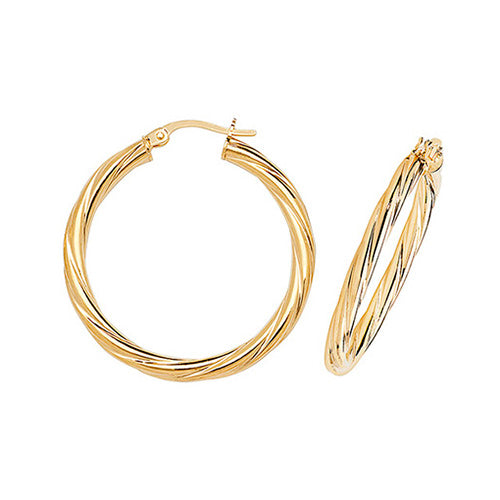 9CT YEL GOLD 25MM HOOP EARRINGS