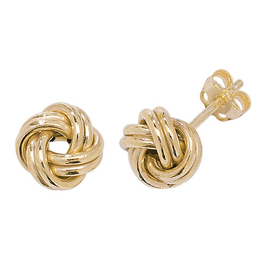9CT YEL GOLD DOUBLE KNOT STUD EARRINGS