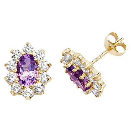 9CT YEL GOLD AMETHYST STUD EARRINGS