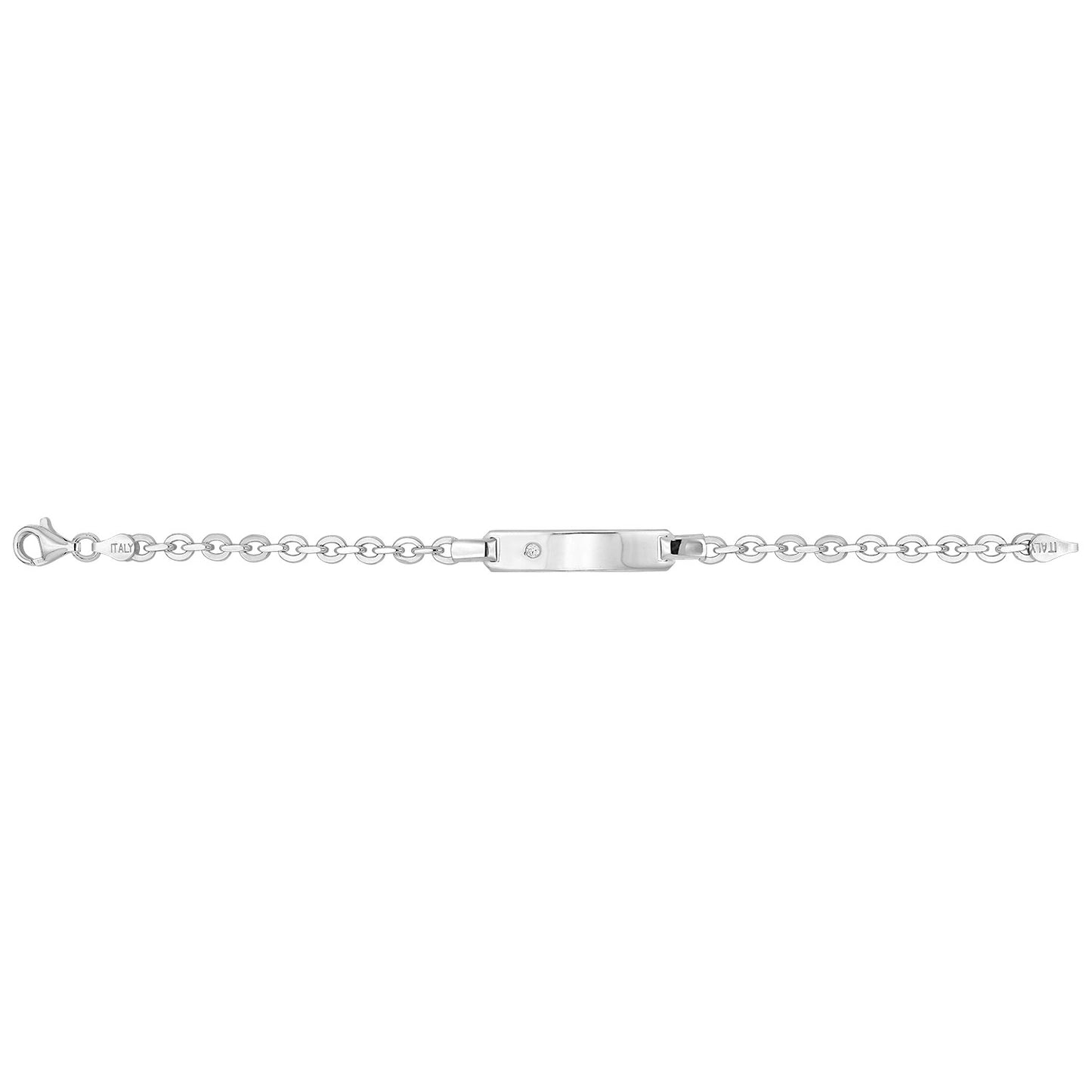 SILVER BABIES' TRACE CZ SET ID BRACELET