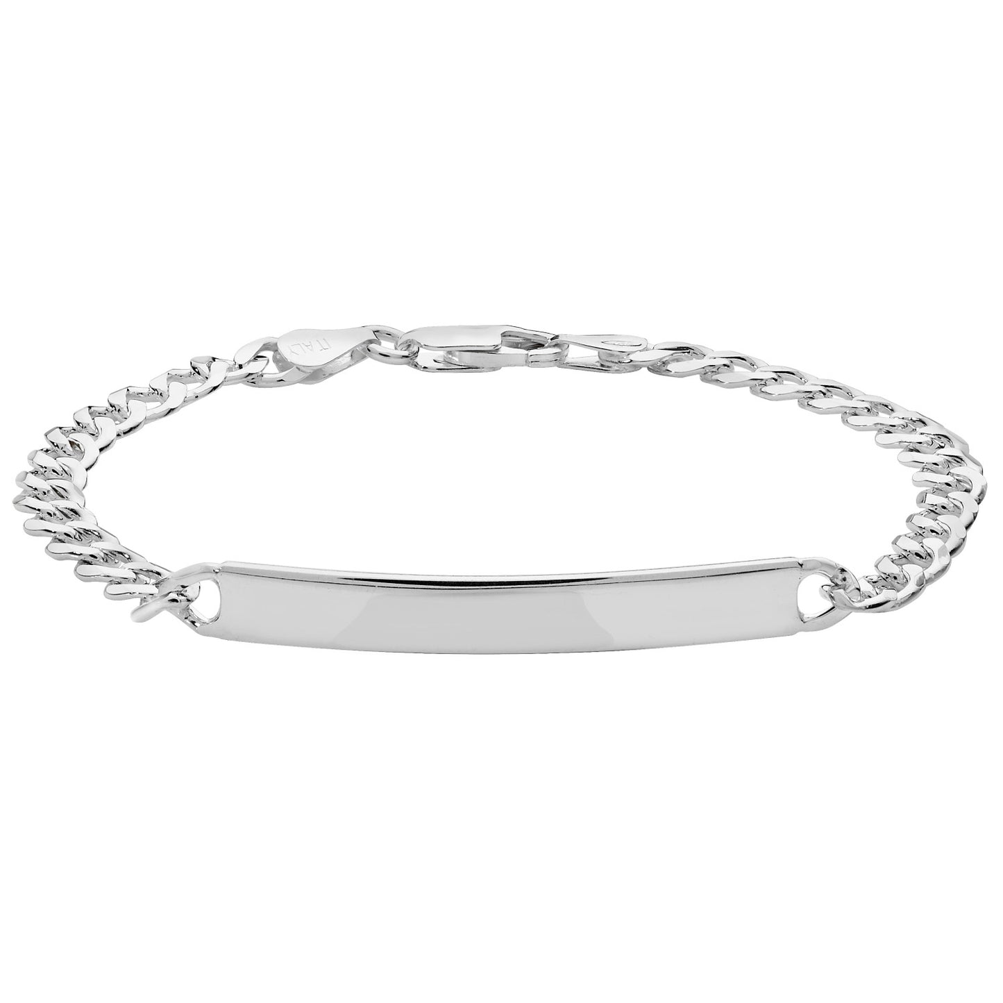 SILVER MENS' CURB ID BRACELET