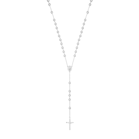 SILVER ROSARY BEAD NECKLET
