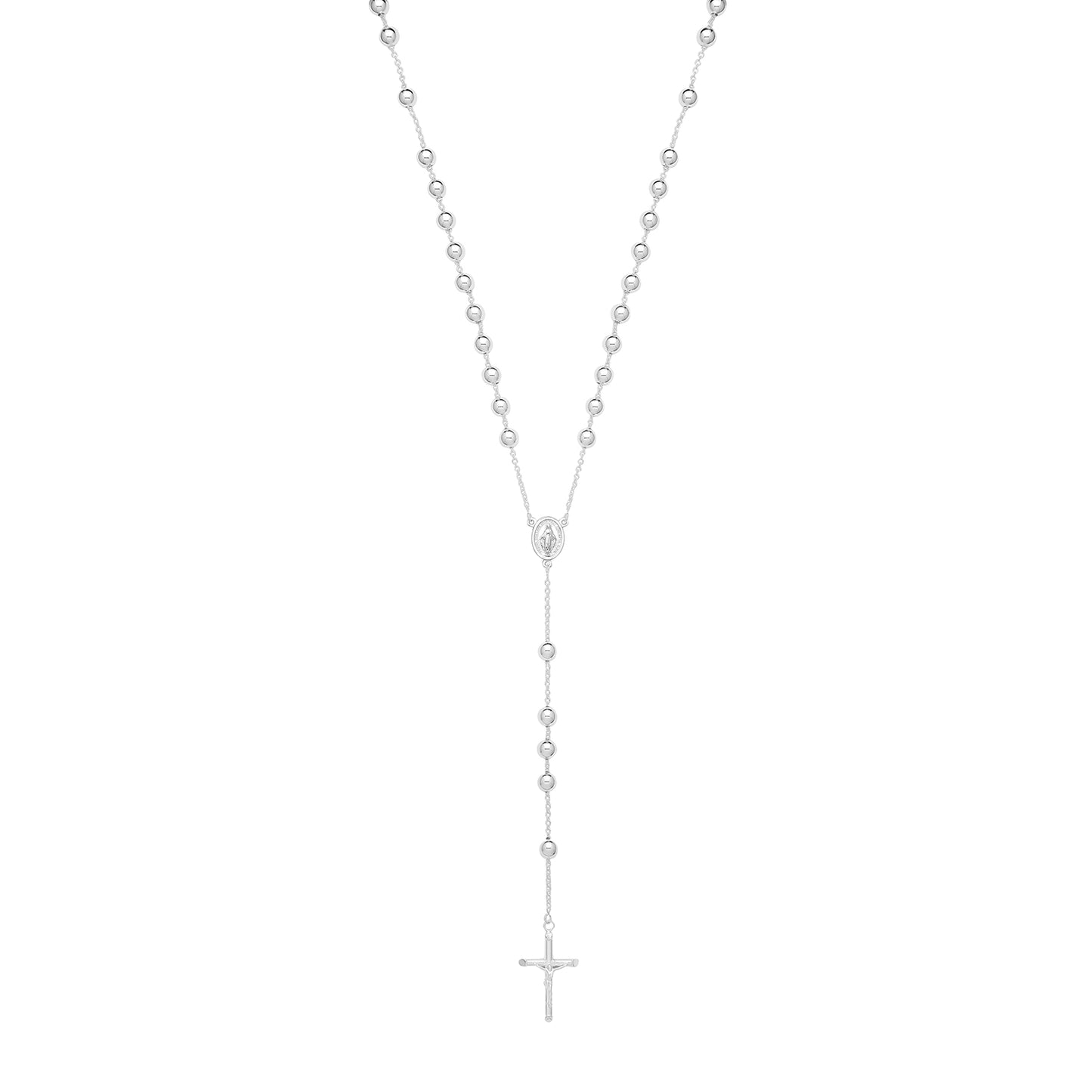 SILVER ROSARY BEAD NECKLET