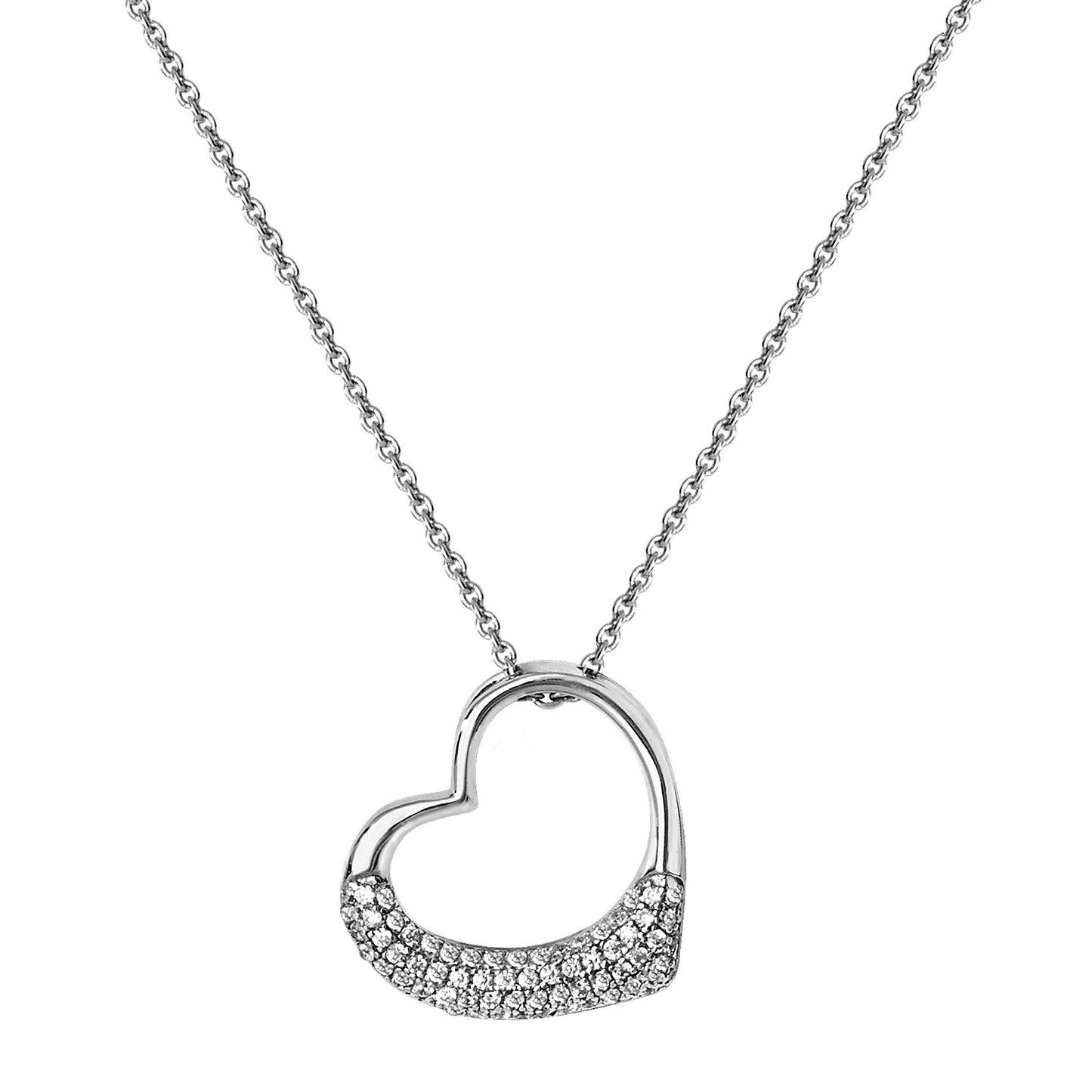 SILVER LADIES' RHODIUM PLATED CZ PENDANT ON CHAIN