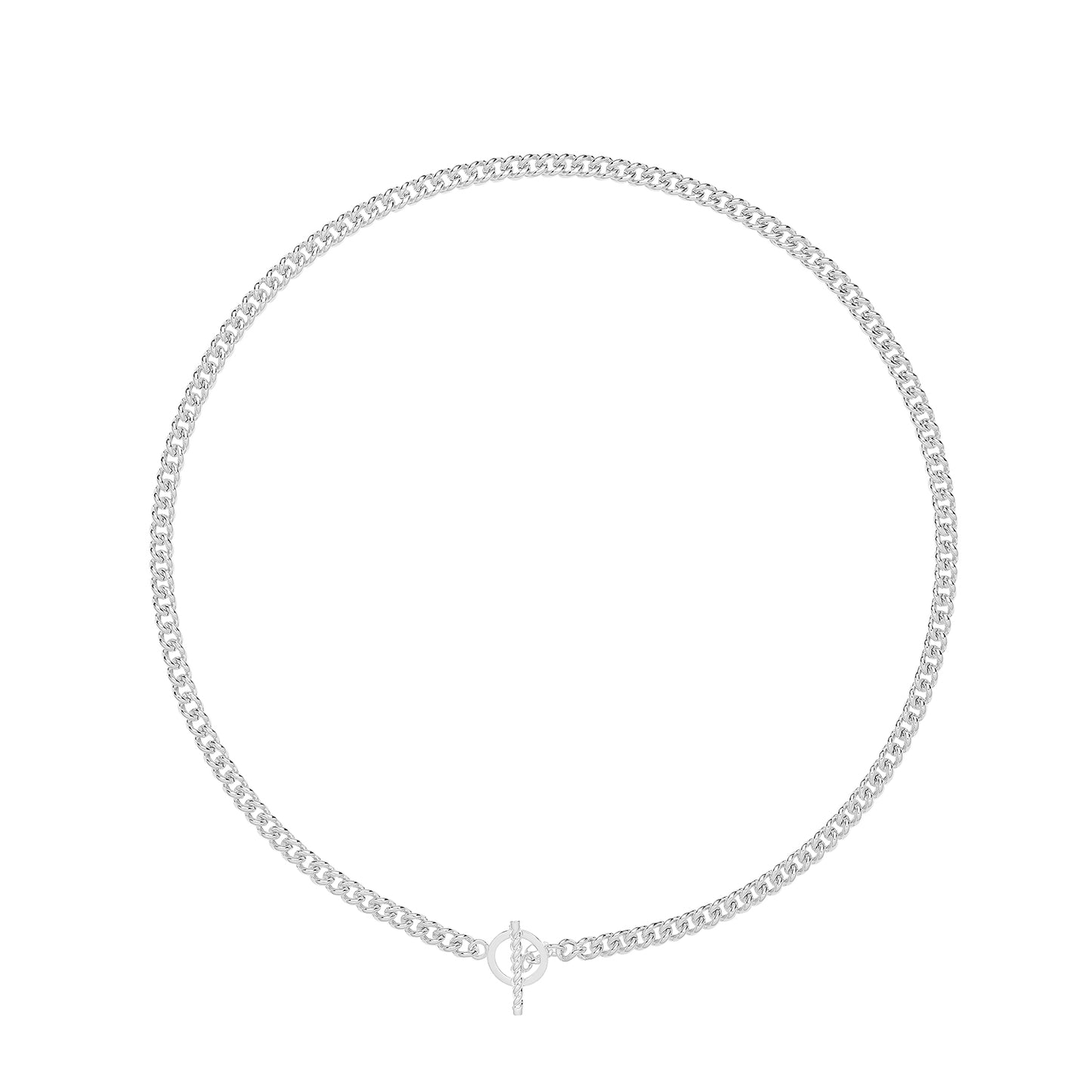 SILVER ALBERT T BAR NECKLET