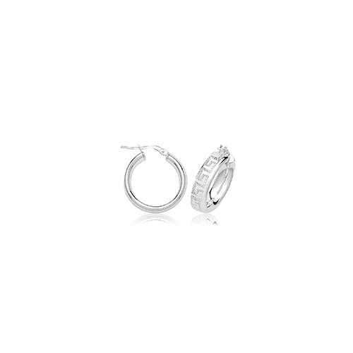 SILVER GREEK DESIGN HOOP EARRINGS