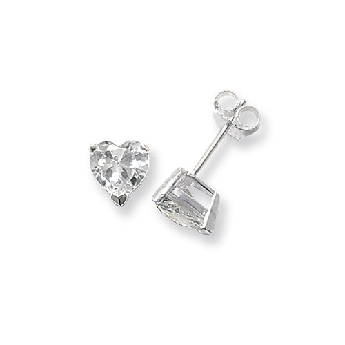 SILVER 7MM HEART SHAPE STUD EARRINGS