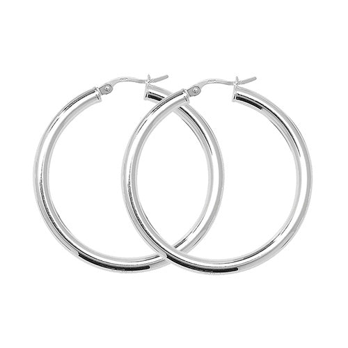 SILVER 30MM PLAIN HOOP EARRINGS