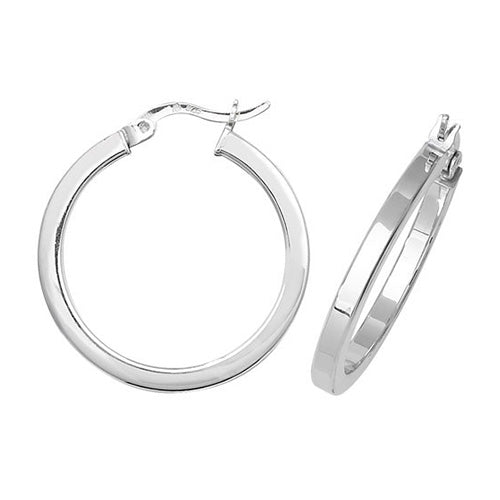 SILVER 20MM PLAIN HOOP EARRINGS