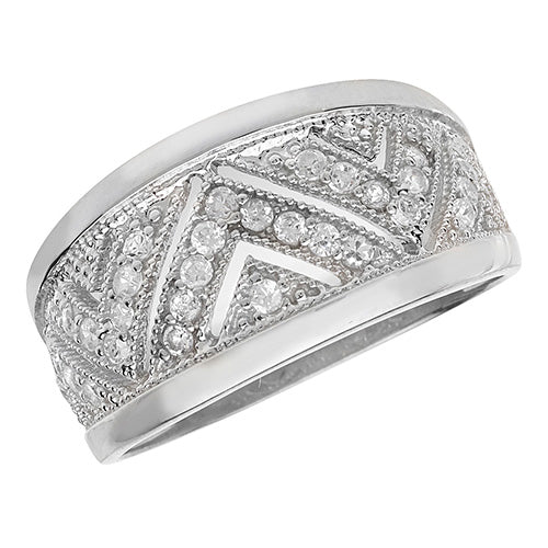 SILVER LADIES' CZ RING